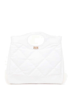 Quilted Cutout Handle Tote 6463PP WHITE